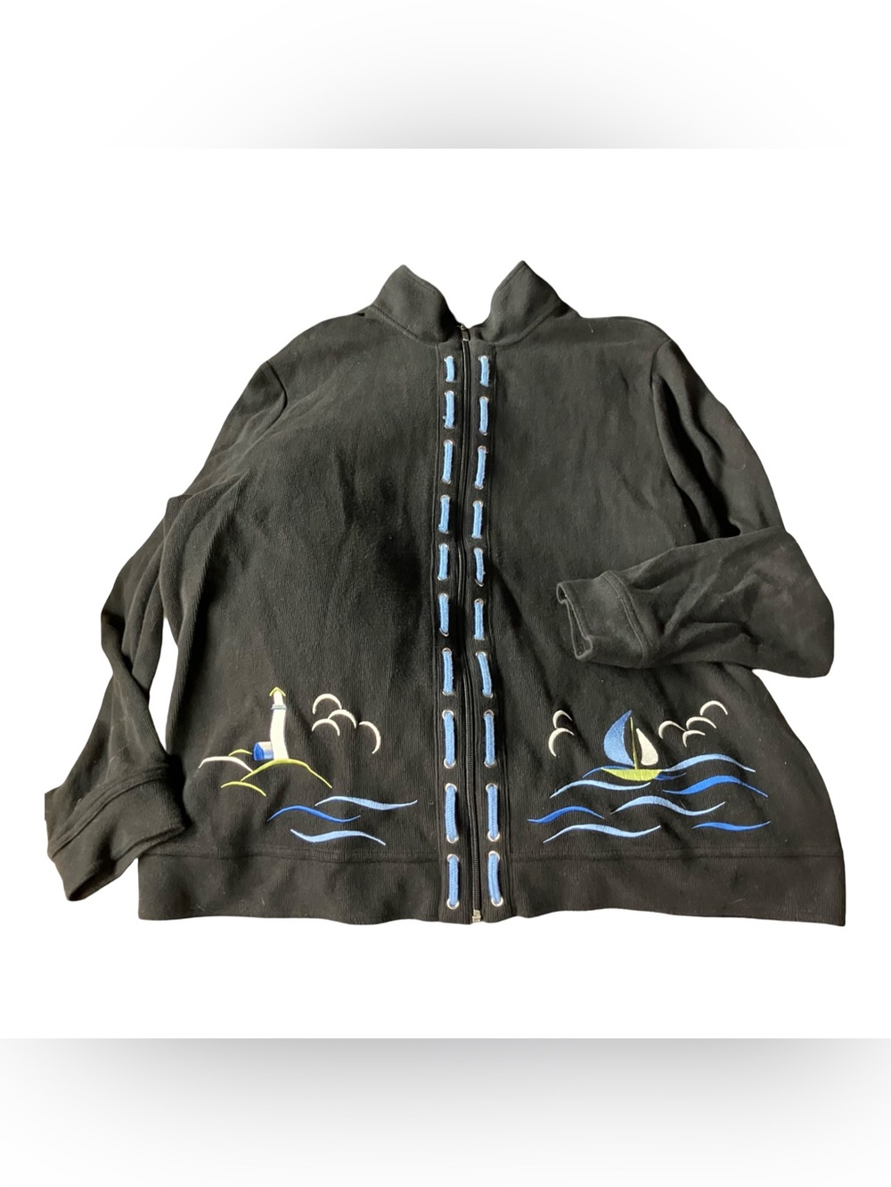 VTG Breckenridge Full Zip Cardigan Sweater Nautical Sailboat Marine XL